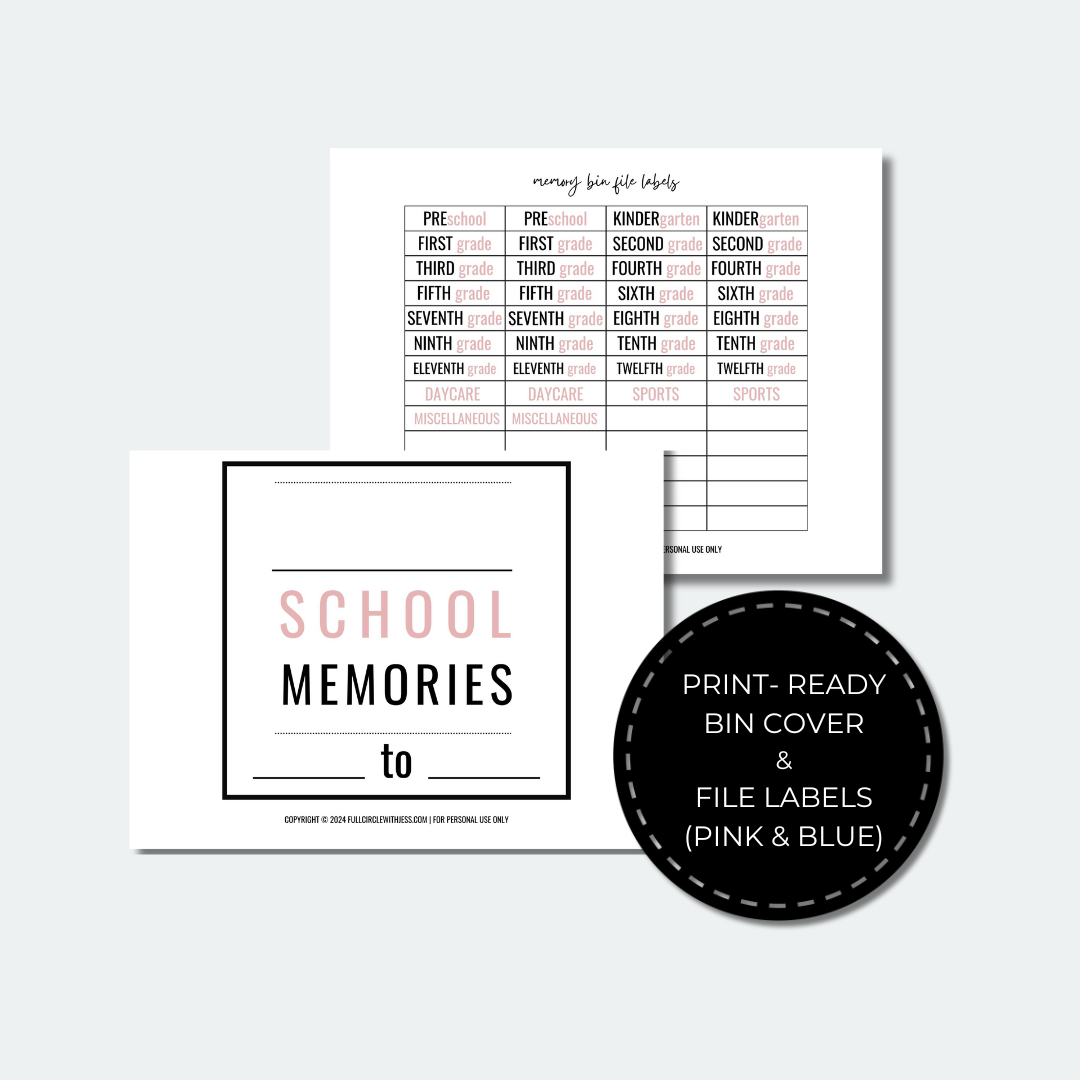 memory bin labels template