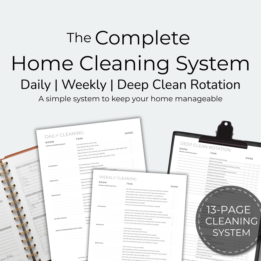 Complete Home Cleaning System • Daily + Weekly + Deep Clean Rotation System