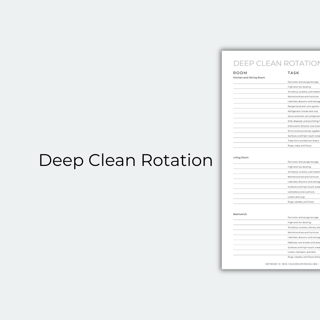 Complete Home Cleaning System • Daily + Weekly + Deep Clean Rotation System