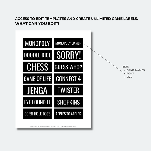 Lable Game Game Organization Labels – Full Circle With Jess
