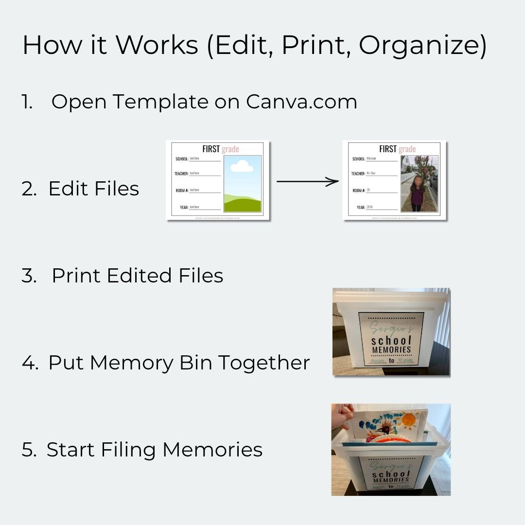 School Memory Bin Label System (Editable Template)
